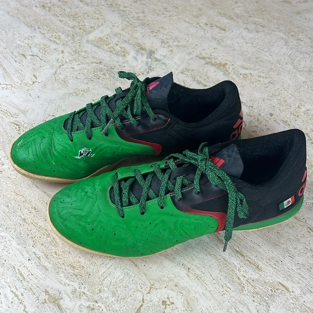 Adidas X 15.2 Indoor Soccer Shoes Green Red Black Mexico Men’s Size 8.5